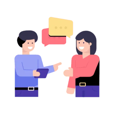 Two people are talking to each other.